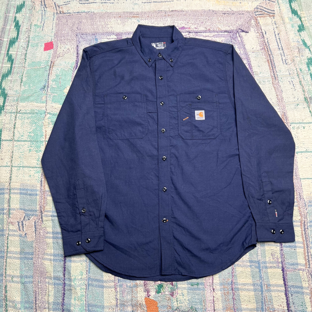 Carhartt Force Flame-Resistant FR Work Shirt Men's M loose Blue Cat 2 2112
